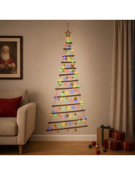 Albero di Natale appeso con palle 180 cm 100 LED Multicolore