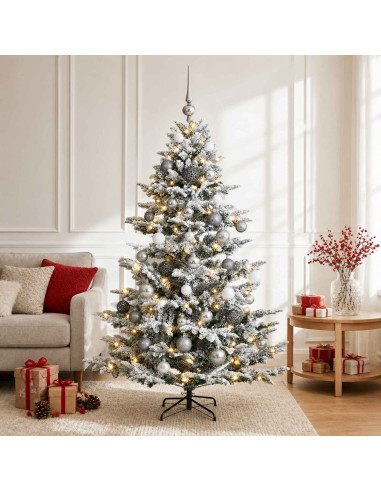 Albero di Natale artificiale con palline 150 cm 150 LED