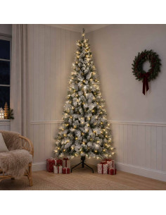 Albero di Natale Artificiale con Rami Pieghevoli 180 cm 300 LED