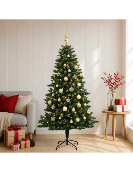 Albero di Natale Artificiale con Palline 150 cm 150 LED