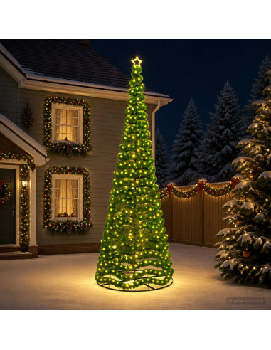 Albero di Natale in tinsel con luci LED e base EKENAS 400 cm