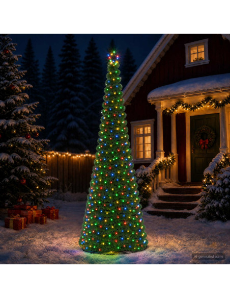 Albero di Natale in tinsel con luci LED e base EKENAS 300 cm
