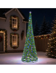 Albero di Natale in tinsel con luci LED e base EKENAS 500 cm