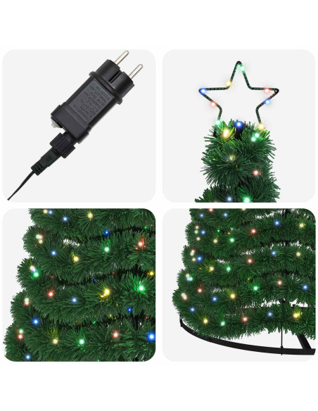 Albero di Natale in tinsel con luci LED e base EKENAS 300 cm