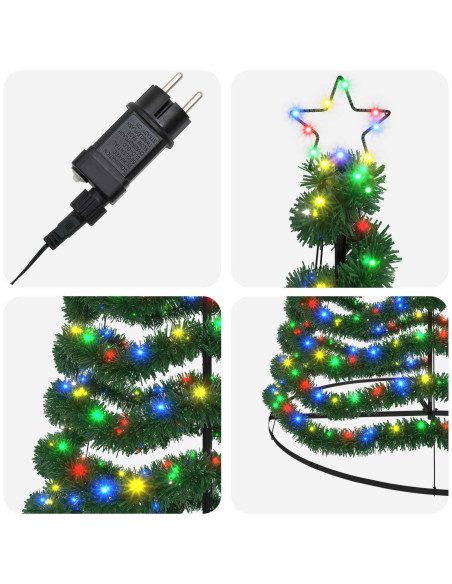 Albero di Natale in tinsel con luci LED e base EKENAS 500 cm