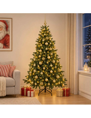 Albero di Natale artificiale con palline 180 cm 300 LED