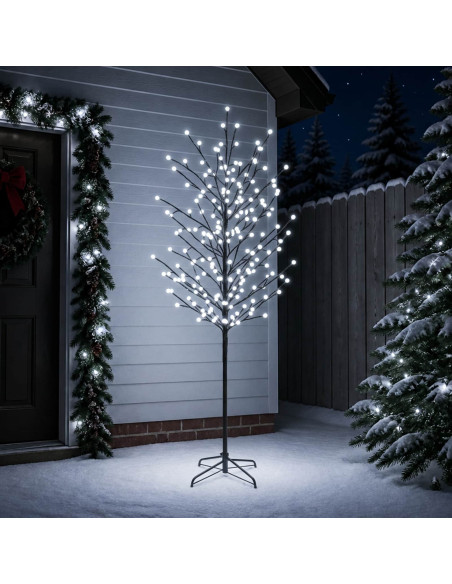 Albero di Natale con palline LED Nero 47 x 210 cm Acciaio
