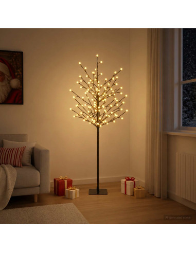 Albero di Natale con palline LED Nero 18 x 18 x 120 cm Acciaio