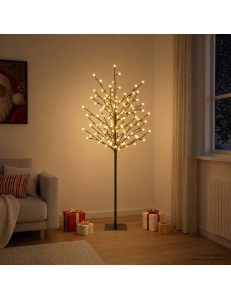 Albero di Natale con palline LED Nero 18 x 18 x 120 cm Acciaio