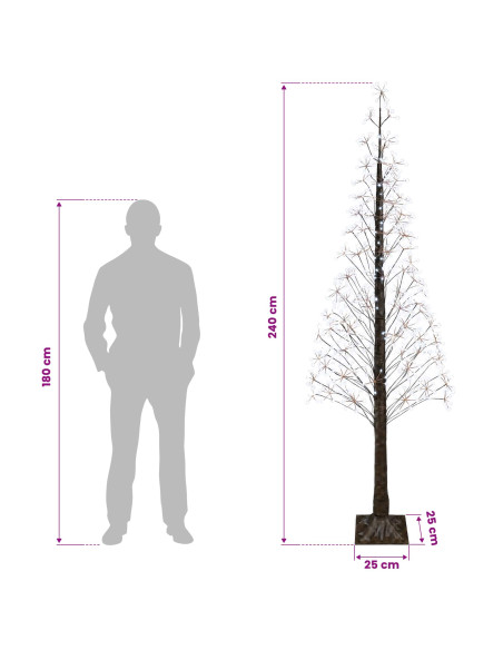 Albero di Natale Starburst Marrone 240 cm Plastica 688 LED