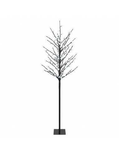 Albero di Natale con palline LED Nero 180 cm Acciaio 220 LED