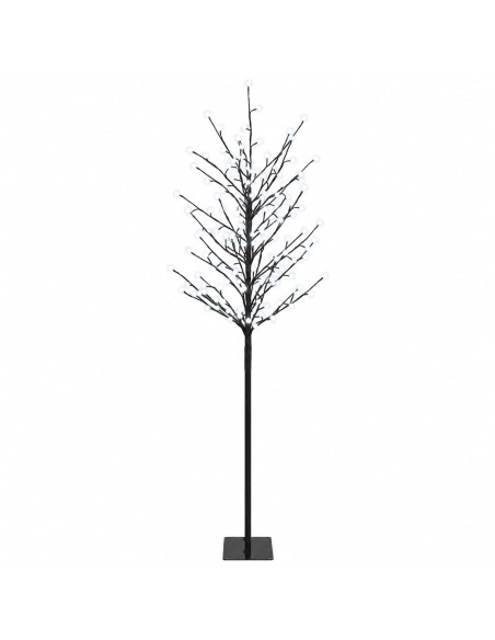 Albero di Natale con palline LED Nero 180 cm Acciaio 220 LED