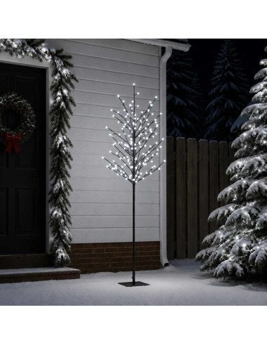 Albero di Natale con palline LED Nero 180 cm Acciaio 220 LED