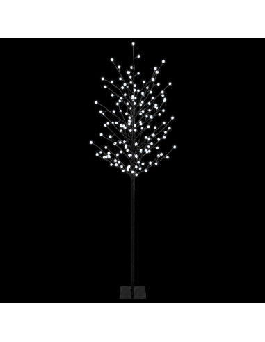 Albero di Natale con palline LED Nero 180 cm Acciaio 220 LED