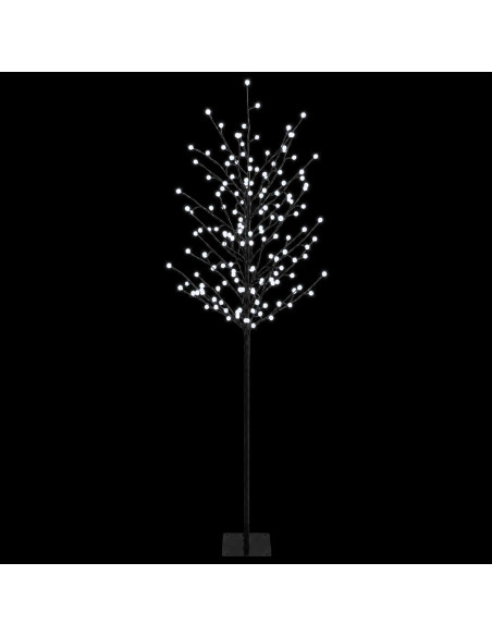 Albero di Natale con palline LED Nero 180 cm Acciaio 220 LED