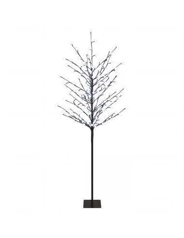 Albero di Natale con palline LED Nero 150 cm Acciaio 185 LED