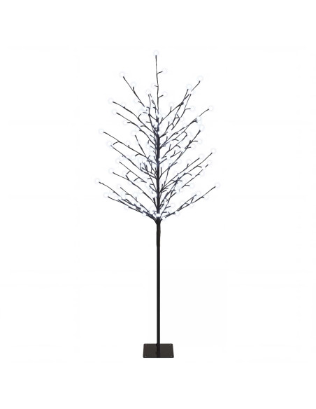 Albero di Natale con palline LED Nero 150 cm Acciaio 185 LED