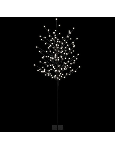 Albero di Natale con palline LED Nero 150 cm Acciaio 185 LED