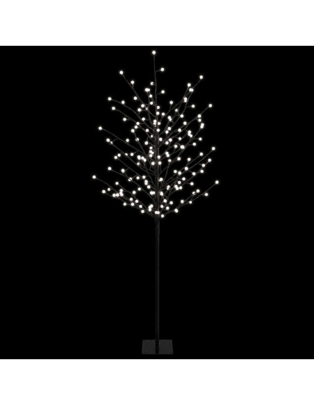 Albero di Natale con palline LED Nero 150 cm Acciaio 185 LED