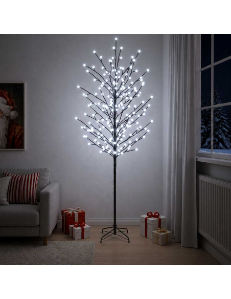 Albero di Natale con palline LED Nero 47 x 210 cm Acciaio