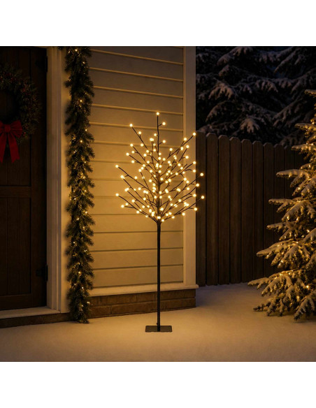 Albero di Natale con palline LED Nero 18 x 18 x 120 cm Acciaio