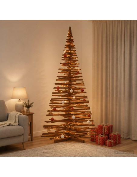 Albero di Natale in legno KOTKA 210 cm Legno Massello di Pino