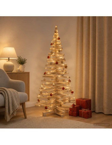 Albero di Natale in legno KOTKA 180 cm Legno Massello di Pino