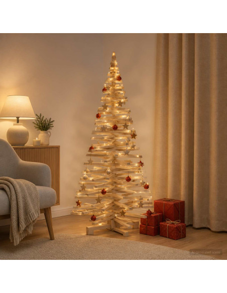 Albero di Natale in legno KOTKA 180 cm Legno Massello di Pino