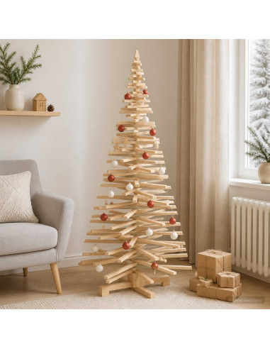 Albero di Natale in legno KOTKA 180 cm Legno Massello di Pino