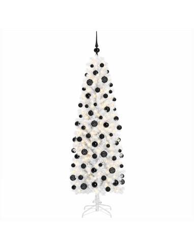 Albero di Natale Artificiale Slim con Palline 240 cm 300 LED
