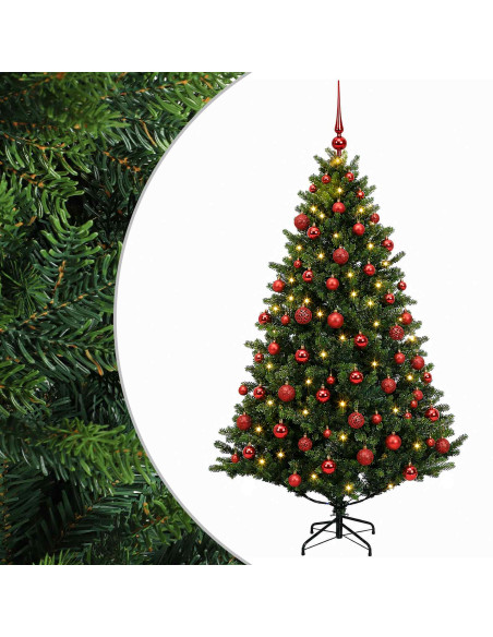 Albero di Natale Artificiale con Palline 180 cm 300 LED