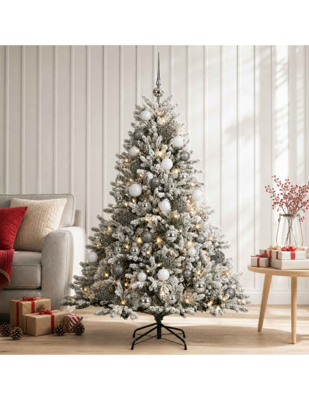 Albero di Natale artificiale con palline 120 cm 150 LED