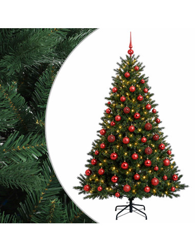 Albero di Natale artificiale con palline 210 cm 300 LED
