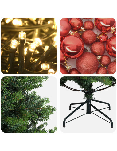 Albero di Natale Artificiale con Palline 180 cm 300 LED