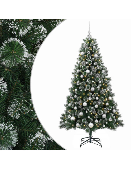 Albero di Natale Artificiale con Palline 210 cm 300 LED