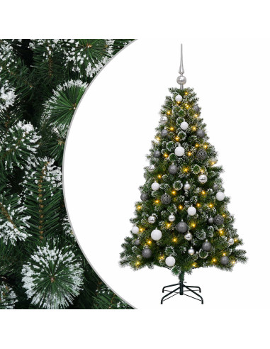 Albero di Natale artificiale con palline 120 cm 150 LED