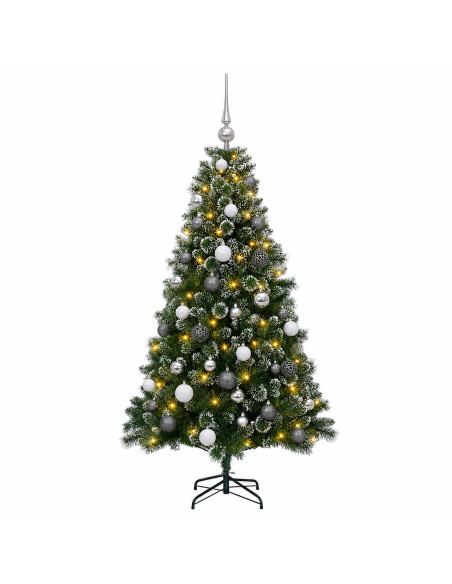 Albero di Natale artificiale con palline 120 cm 150 LED