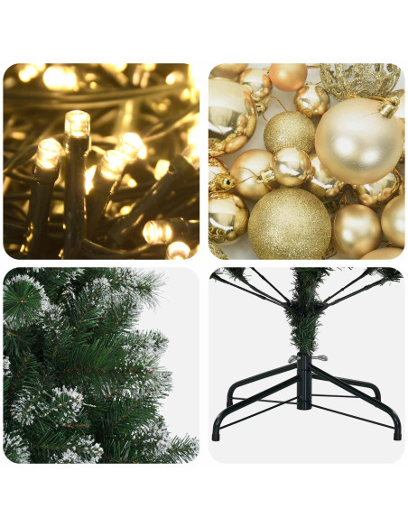 Albero di Natale Artificiale con Palline 180 cm 300 LED
