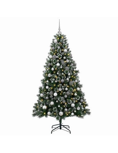 Albero di Natale artificiale con palline 210 cm 300 LED