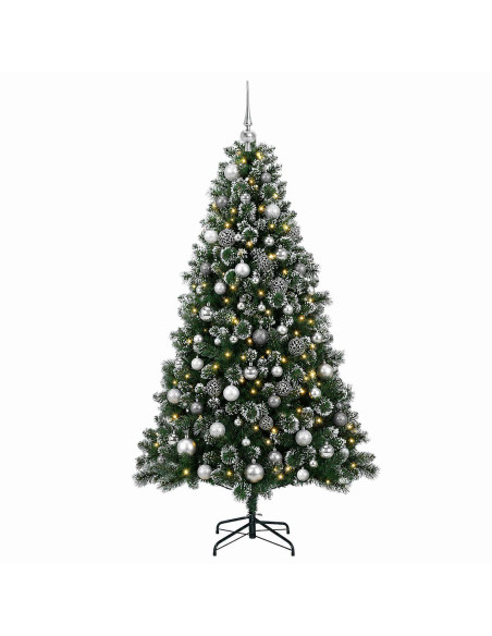 Albero di Natale artificiale con palline 210 cm 300 LED