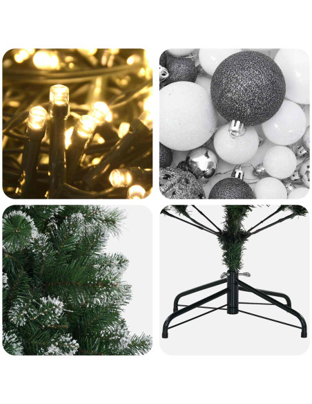 Albero di Natale artificiale con palline 210 cm 300 LED