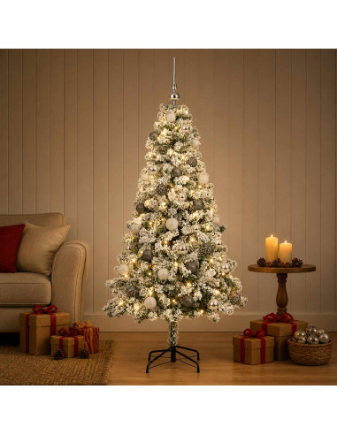 Albero di Natale Artificiale con Palline 120 cm 150 LED