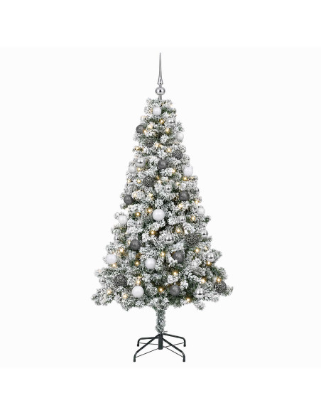 Albero di Natale Artificiale con Palline 120 cm 150 LED