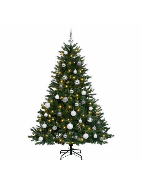 Albero di Natale artificiale con palline 150 cm 150 LED