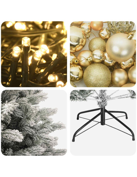 Albero di Natale artificiale con palline 240 cm 300 LED