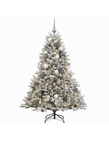 Albero di Natale artificiale con palline 120 cm 150 LED