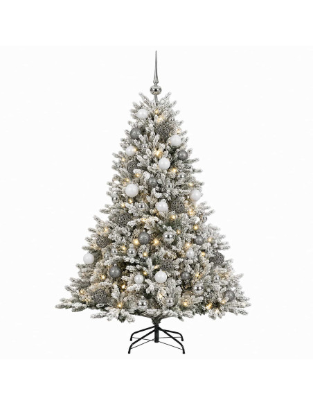 Albero di Natale artificiale con palline 120 cm 150 LED