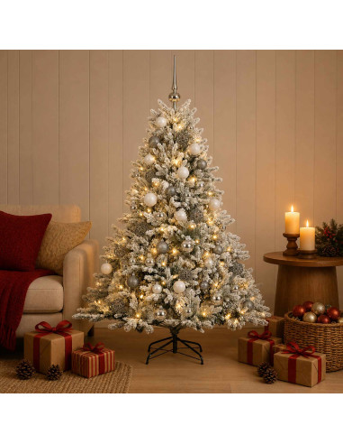 Albero di Natale artificiale con palline 150 cm 150 LED