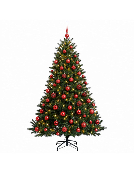 Albero di Natale artificiale con palline 210 cm 300 LED