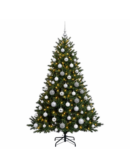 Albero di Natale artificiale con palline 180 cm 300 LED